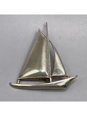 Modernist Sailboat Brooch Slider Pendant Museum of Fine Arts Sterling Silver MFA